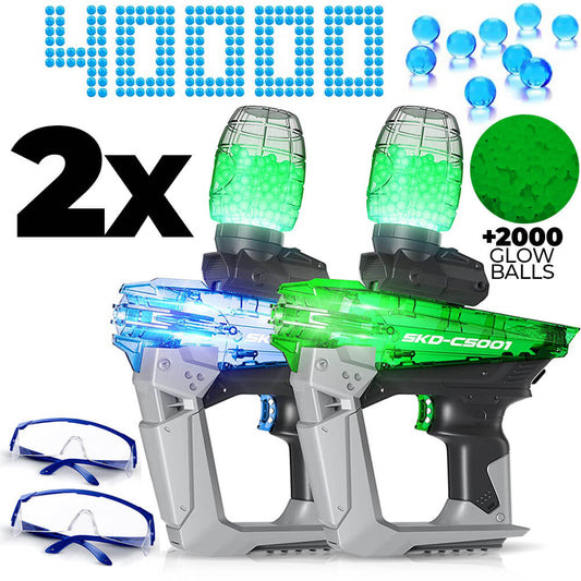 2x Gel Ball Blaster Set + 42000 Gel Balls [NEW LED VERSION]