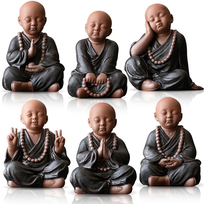 "6 Little Monks" High quality Feng Shui Clay Sculptures for Harmony at Home