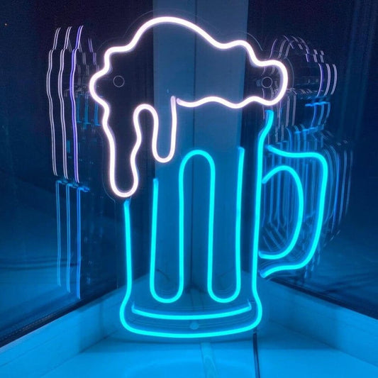 BLUE BEER MUG - LED USB Sign Neon Wall Light (15.75”x 11.8”)