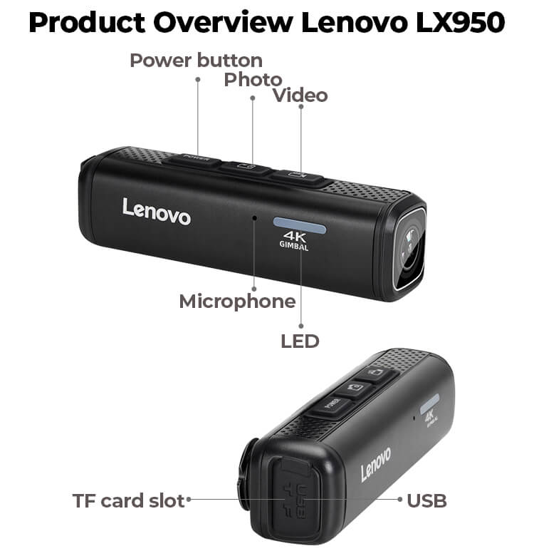 4K/60fps Head-Mounted Camera LENOVO LX950 with 110° (128GB)