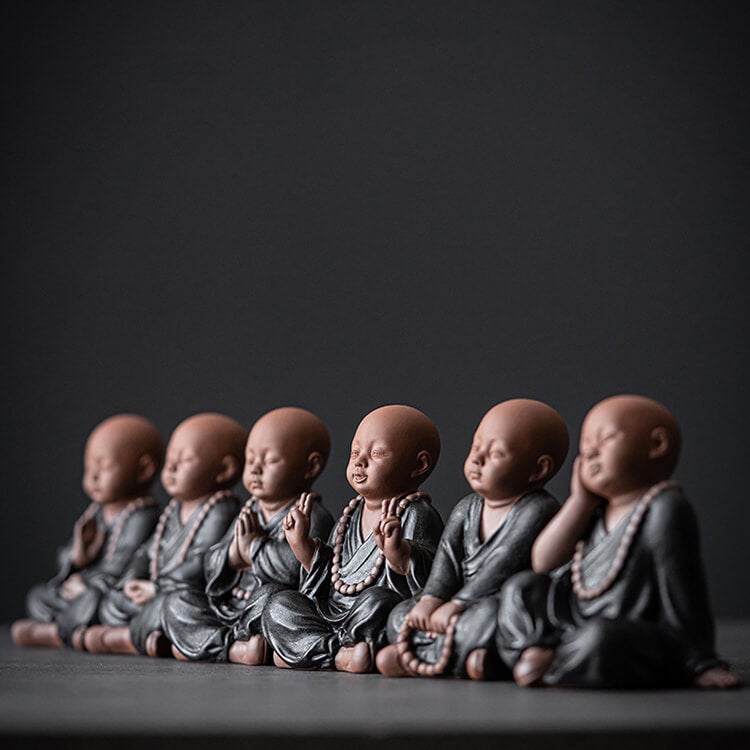 "6 Little Monks" High quality Feng Shui Clay Sculptures for Harmony at Home