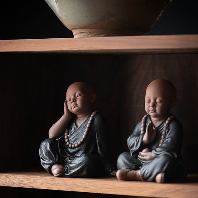 "6 Little Monks" High quality Feng Shui Clay Sculptures for Harmony at Home