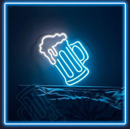 BLUE BEER MUG - LED USB Sign Neon Wall Light (15.75”x 11.8”)