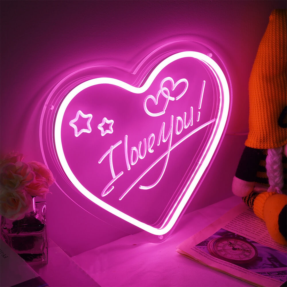 I LOVE YOU Neon Sign USB (9.85"x8.85")