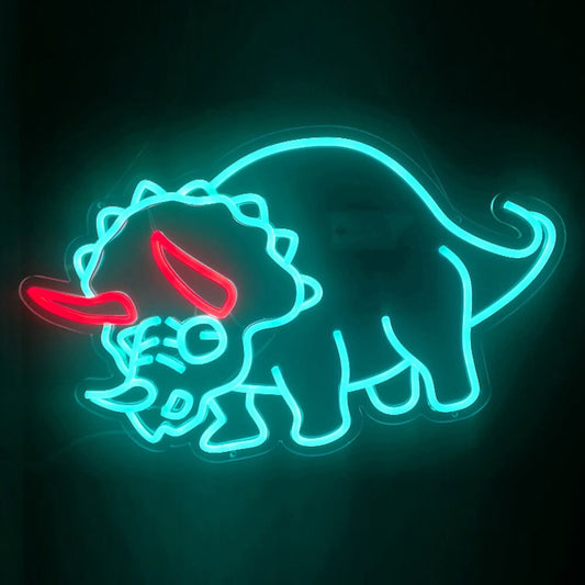 TRICERATOPS DINO– LED Neon Sign (Size 19.7"x 11.8")