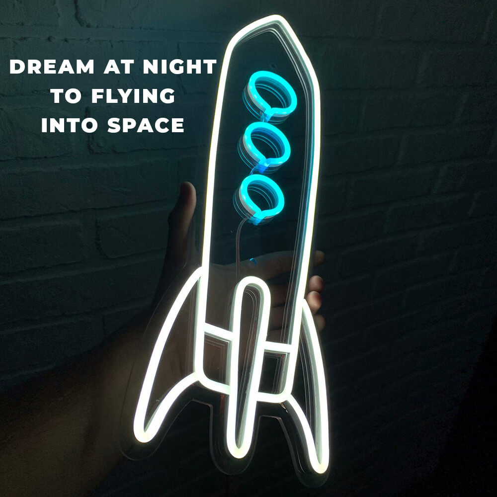 SPACE ROCKET – LED Neon Sign (Size 20"x 13")