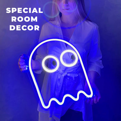 PACMAN GHOST– LED Neon Sign (Size 15.7"x 13.1")