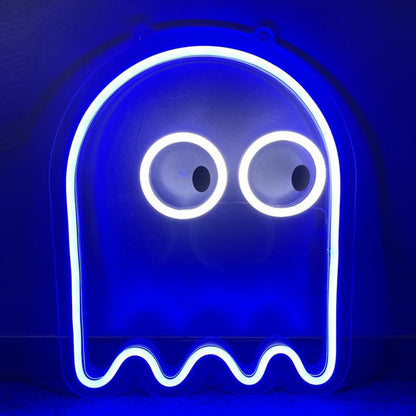 PACMAN GHOST– LED Neon Sign (Size 15.7"x 13.1")