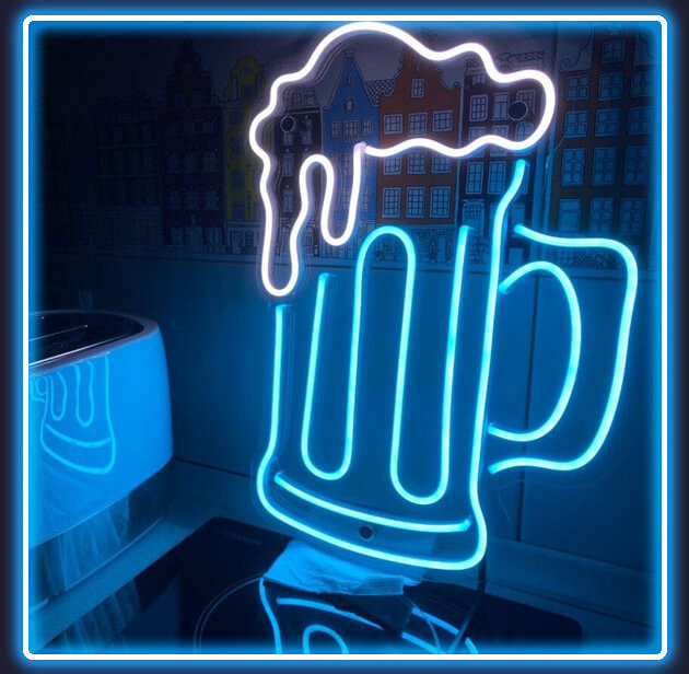 BLUE BEER MUG - LED USB Sign Neon Wall Light (15.75”x 11.8”)
