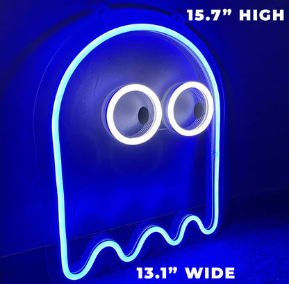 PACMAN GHOST– LED Neon Sign (Size 15.7"x 13.1")